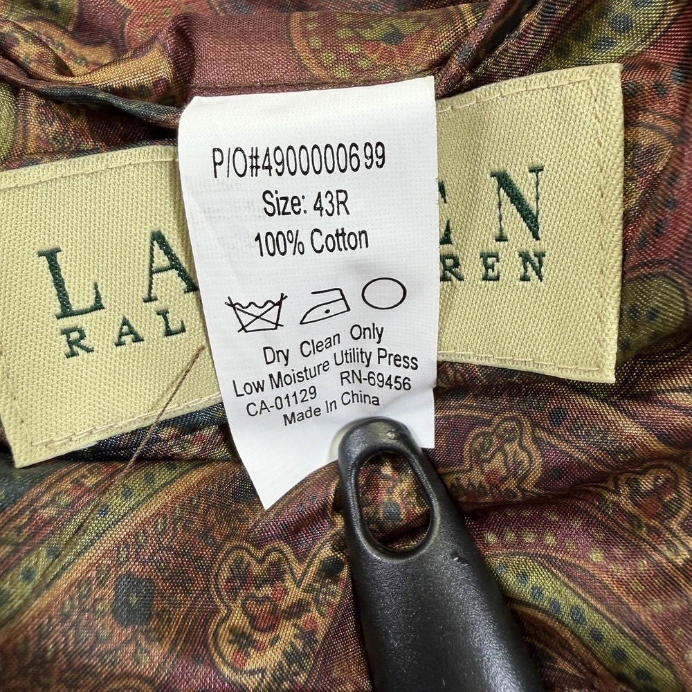 Vintage Lauren Ralph Lauren Corduroy Blazer 43 Regular Light Brown Tan 2 Button - Picture 7 of 10